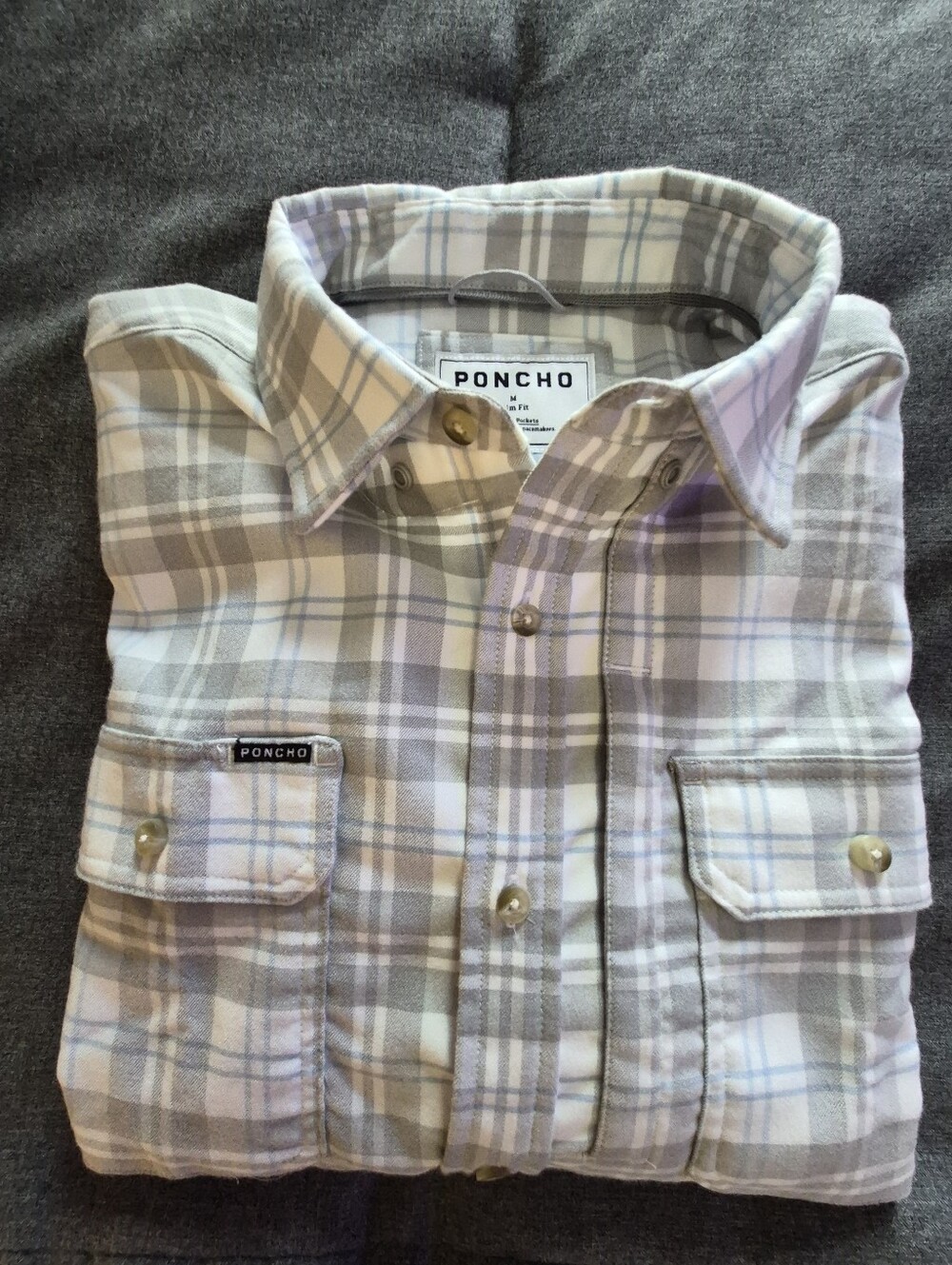 Poncho The Snowcat Slim Fit Performance Flannel Shirt White Plaid - M - Picture 13 of 13